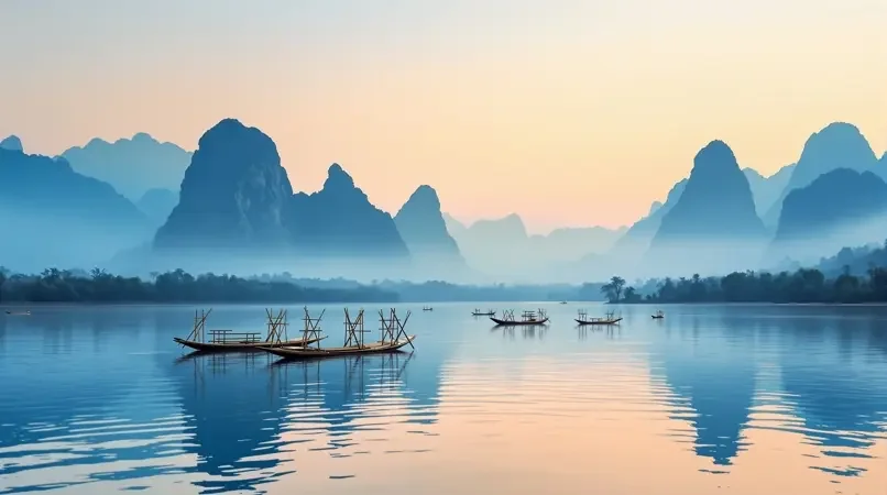 桂林漓江的竹筏